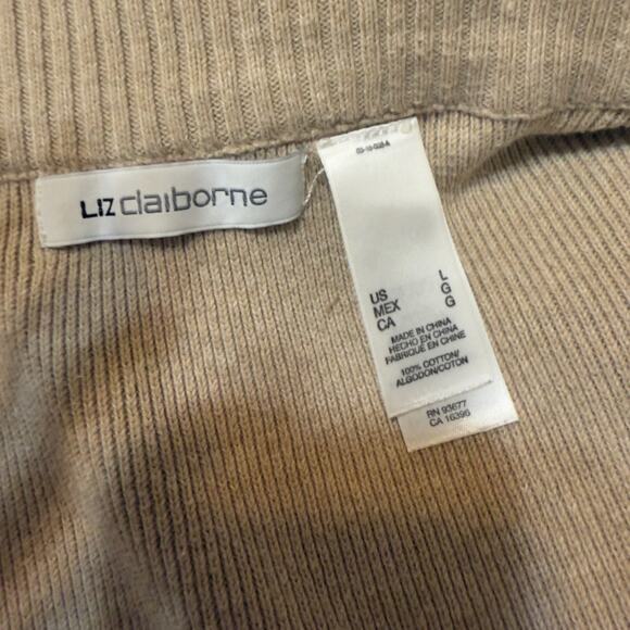 Liz Claiborne Women's Size L Beige Full Zip Collared Cardigan Sweater #3508 - Picture 7 of 8
